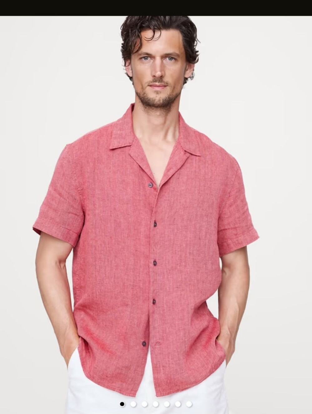 Banana Republic Short Sleeve Button-Down Shirt in Pink